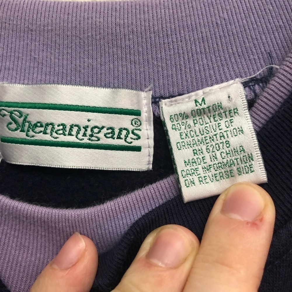 Vintage Shenanigans Purple Double Neck Floral Grandma Crewneck Sweater Medium - Picture 4 of 4